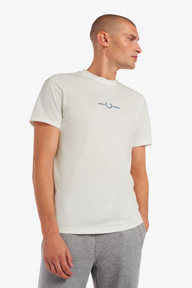 White Fred Perry Embroidered Men's T Shirts | PH 1654MQZA